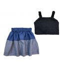 Skirt-top-dress-cotton-Denim-hakoba-black-blue -girls-dress