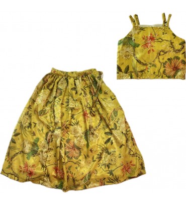 Skirt-top-ethnic-dress-cotton-yellow-girls-dress