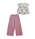 Pants-top-white-red-cotton--girls-v-neck-capsleeves-alia-cut-dresses-sets