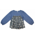 Skirt-top-dress-cotton-denim--silk-blue -girls-dress