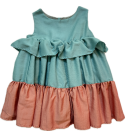 Frock-ruffled-layered-soft-linen-cotton-green-peach-girls-dress