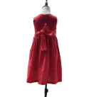 Frock-ruffled-cotton-brocade-red-sleeveless-girls-dress