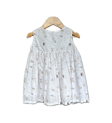 Frock-ruffled-cotton-white-brown-animal-print-girls-dress