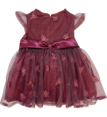Frock-embroidered-mesh-ruffled-maroon-girls-dress