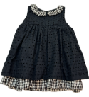 Frock-bloomy-ruffled-cotton-hakoba-black-white-sleeveless-girls-dress