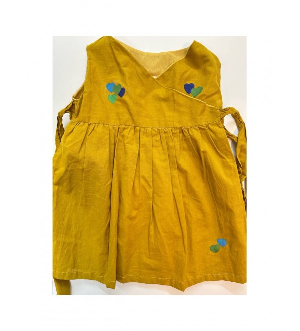 Frock-ruffled-cotton-yellow-girls-wrap-dress