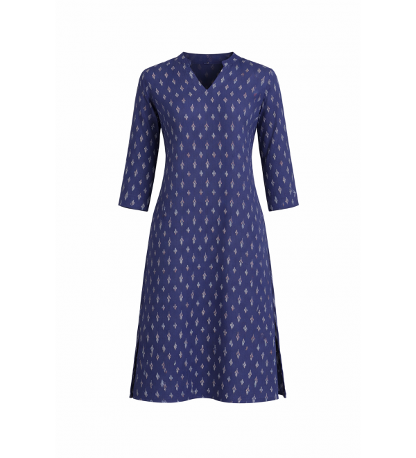 Women’s-Kurti-Slitted-Ethnic-Wear-Kapi-2XL-Cotton-Indigo-Blue-Dress-meerasatrium