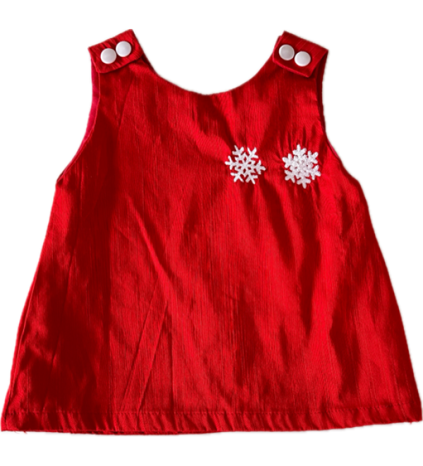 A-line-tunic-(6-12 months)-red-slub-cotton-embroidery*-girls-dress
