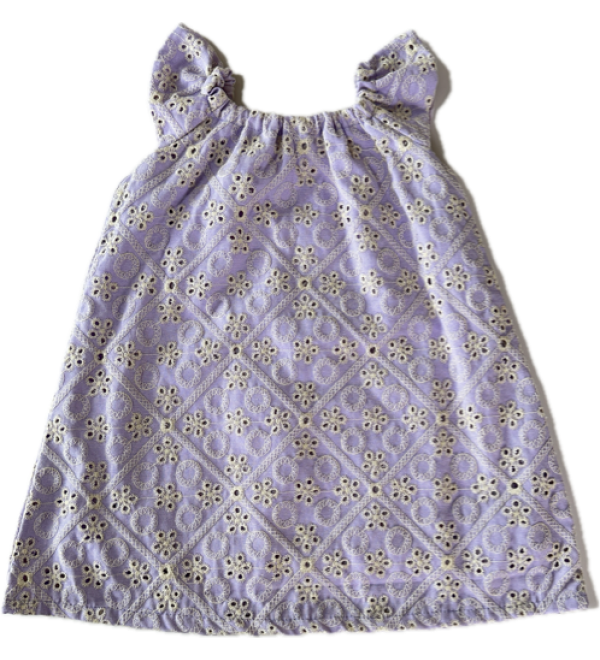 A-line-frock-(1-2 years)-ruffled-cotton-hakoba-lavender-ruffle-elastic-girls-dress