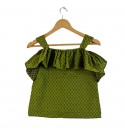 Top-brocade-cotton-green-flair-girls-dress