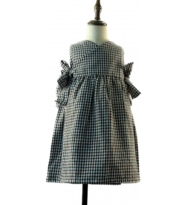 Frock-blumpy-ruffled-cotton-black-white-sleeveless-wrap-girls-dress