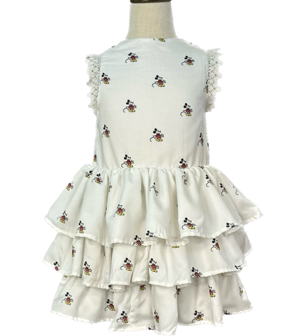 Frock-ruffled-soft-swiss-cotton-layered-white-lace-micky-print-girl-dress