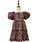 Frock-ruffled-cotton-maroon-flowers-print-puff-sleeves-girls-dress