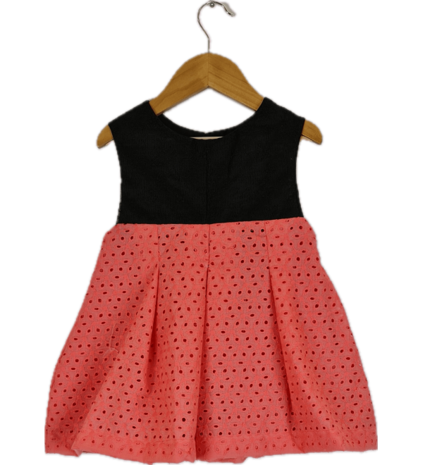 Frock-pleated-hakoba-cotton-net-peach-black-girls-dress